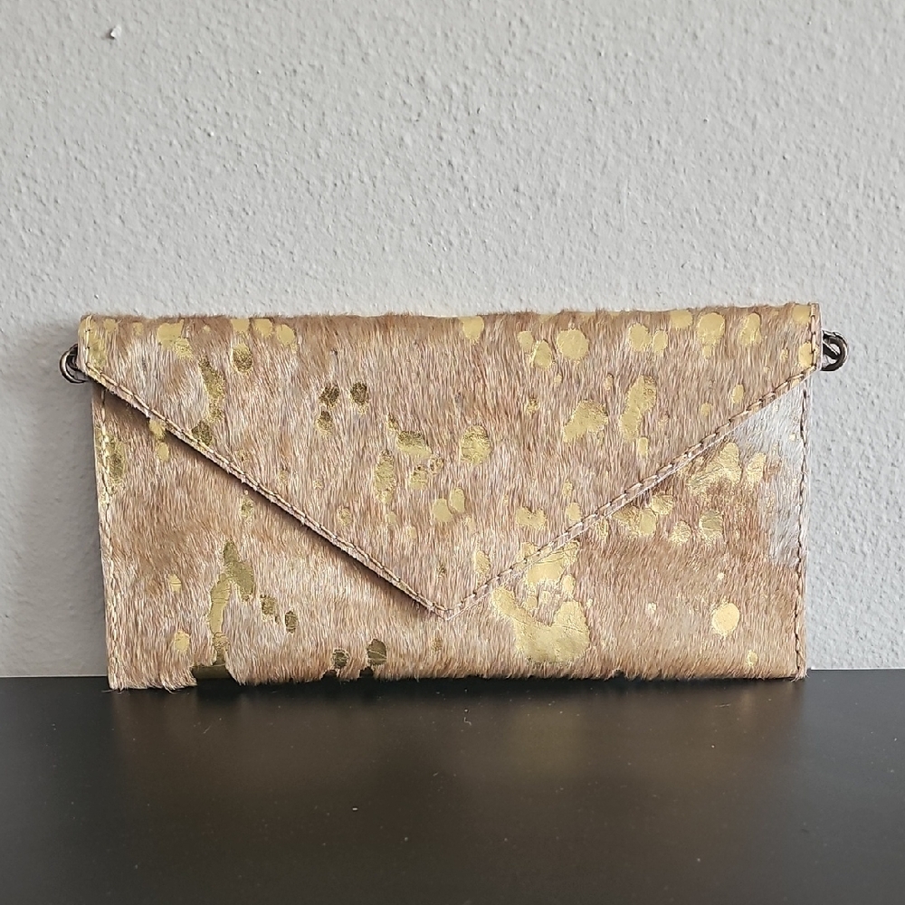 Gold and Tan Women's Clutch